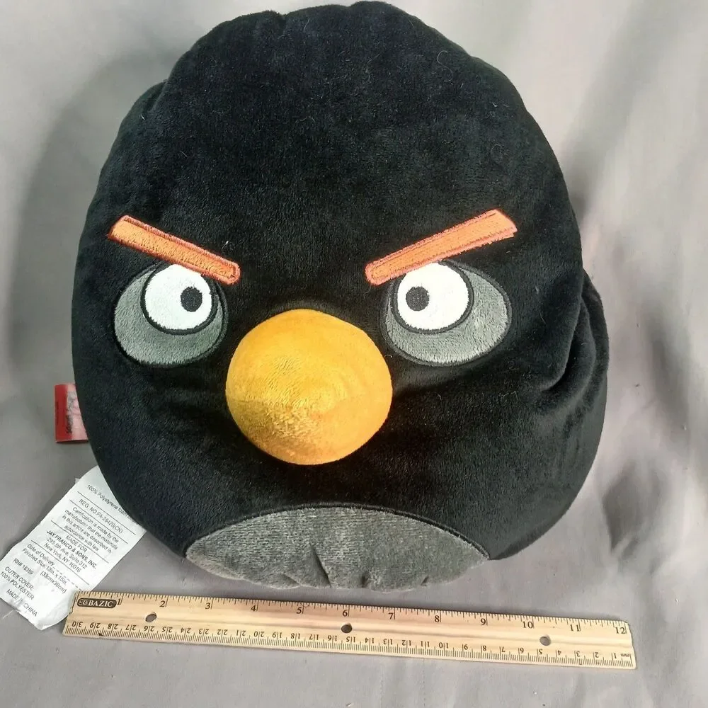 Angry Birds BOMB Black Bird Plush Soft Stuffed Micro Bean Bag Pillow 14